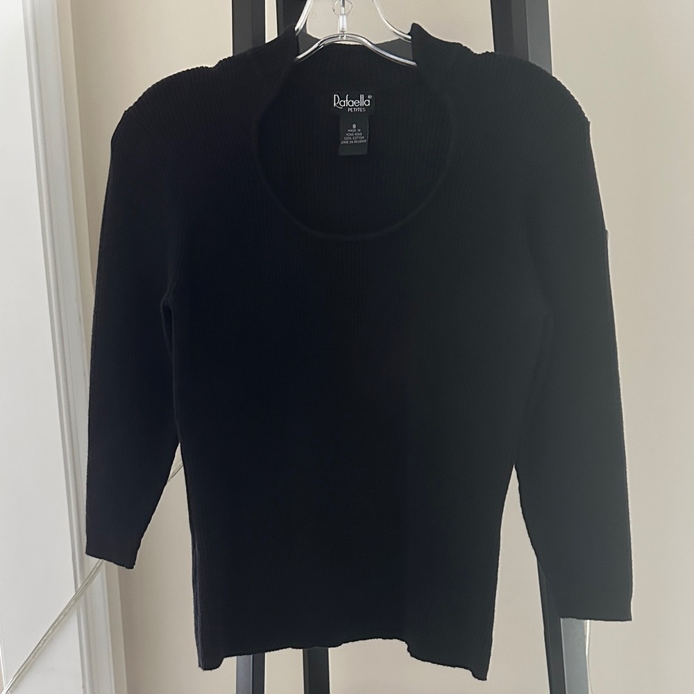 Rafaella Black Ribbed Cotton Sweater